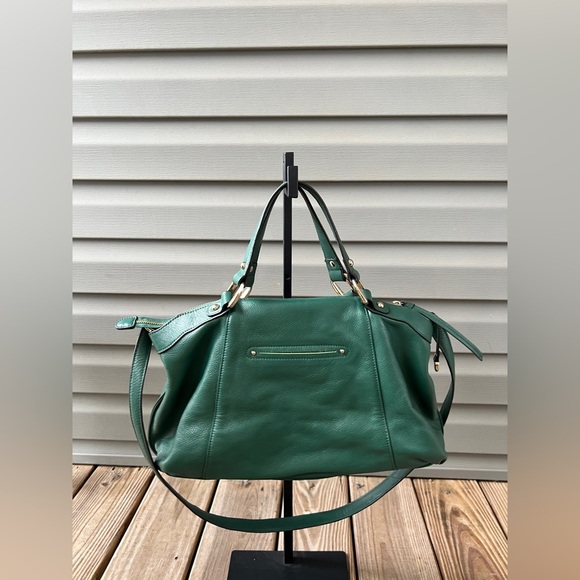 B. MAKOWSKY 100% LEATHER A226649 SHOULDER ZIP CLOSURE BAG / CROSSBODY GREEN - Picture 3 of 16